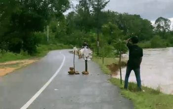 Jalan Poros Lampeapi-Bobolio Nyaris Putus Diterjang Banjir, Pengendara Diimbau Hati-hati