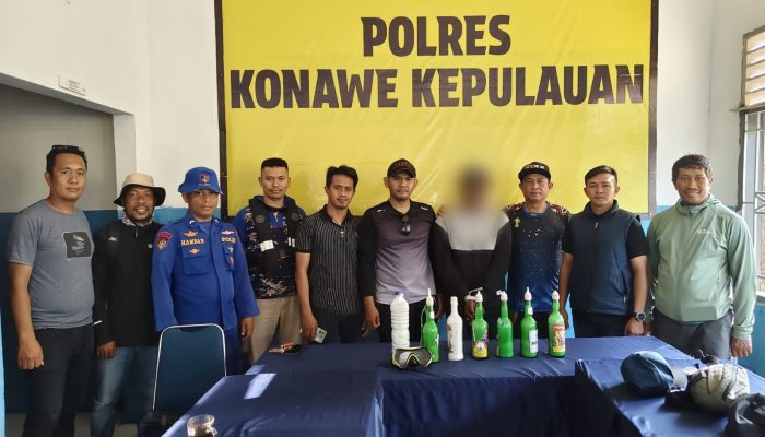 Gerak Cepat, Polres Konkep Amankan Seorang Nelayan Terduga Pelaku Bom Ikan Asal Desa Langara Bajo